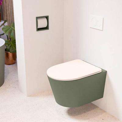 MONDIAZ LAVIE hangend toilet single fire rimless diepspoel Army, Toiletzitting met quick-release & softclose Rosee