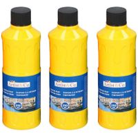 3x Acrylverf / temperaverf fles geel 250 ml