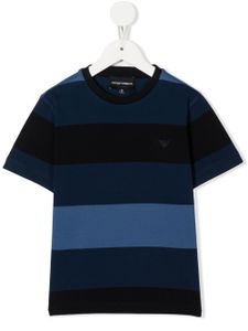 Emporio Armani Kids t-shirt en coton à rayures - Bleu