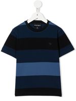 Emporio Armani Kids t-shirt en coton à rayures - Bleu