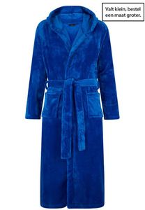 Koningsblauwe fleece badjas met capuchon-xl/xxl