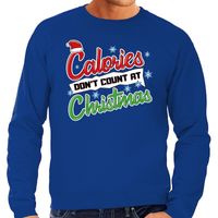 Grote maten Kersttrui calories dont count christmas blauw heren - thumbnail