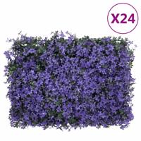 VidaXL Hek met kunstbladeren 24 st 40x60 cm paars