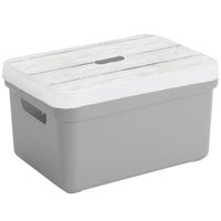 Sunware Opbergbox/mand - lichtgrijs - 5 liter - met deksel hout kleur - Opbergbox - thumbnail