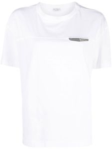 Brunello Cucinelli t-shirt en coton à strass - Blanc