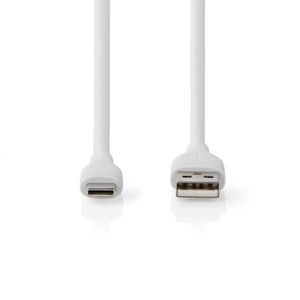 Nedis USB-Kabel | USB 2.0 | USB-A Male | USB-C Male | 15 W | 480 Mbps | Vernikkeld | 1.50 m | Rond | Silicone | Wit | Doos - CCGB60800WT15