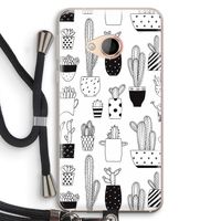 Cactusmotief: HTC U Play Transparant Hoesje met koord
