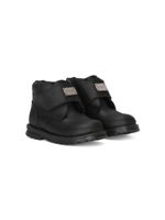 Dolce & Gabbana Kids bottines en cuir à plaque logo - Noir - thumbnail