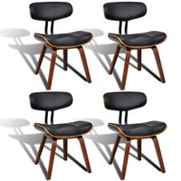 The Living Store Eetkamerstoelen - Set van 4 - Kunstleer - Zwart/Bruin - 51.5 x 54 x 78 cm