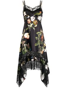 Monse robe asymétrique à fleurs - Noir