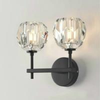 Muur lamp Villa Hotel muur lamp slaapkamer bed Crystal wand lamp krachtbron: warm licht LED5W (dubbele kop zwart)
