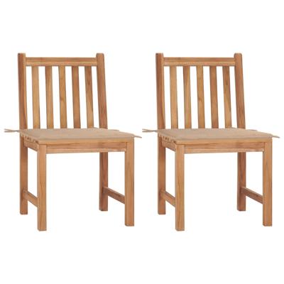 Tuinstoelen 2 st met kussens massief teakhout