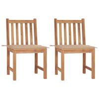 Tuinstoelen 2 st met kussens massief teakhout