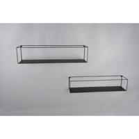 Zwart Metalen Wandrek Set - 2-delige Wandplanken - Trion Asil