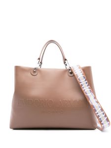 Emporio Armani sac cabas médium à logo embossé - Marron