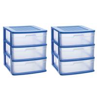 Plasticforte Ladeblok - 2x stuks - 3 lades - bureau organizer - blauw/transparant - L40xB39xH49.5 cm Plasticforte Ladeblok - 2x stuks - 3 lades - bureau organizer - blauw/transparant - L40xB39xH49.5 cm