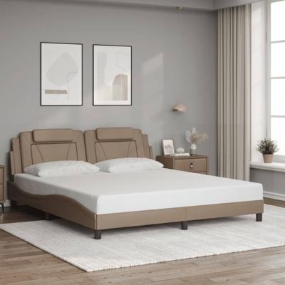 Bedframe met hoofdbord kunstleer cappuccinokleurig 180x200 cm
