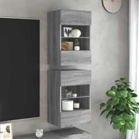 Wandkasten met LED-verlichting voor tv 2 st 40x30x60,5 cm grijs sonoma eiken