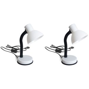 2x stuks witte leeslampen/bureaulampen 16 x 12 x 30 cm