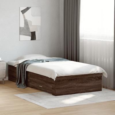 Bedframe met lades bewerkt hout bruin eikenkleurig 75x190 cm