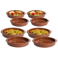 Tapas serveerschalen set - 4x D12 cm en 4x D16 cm - rond - Spaans terracotta ovenschaaltjes - thumbnail