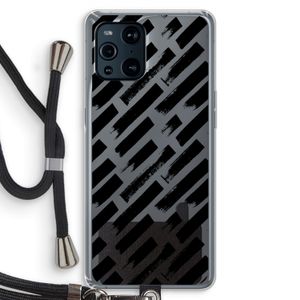 Zwarte vegen: Oppo Find X3 Pro Transparant Hoesje met koord