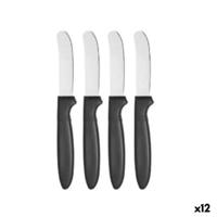 Messen Set Kinvara CN-KT172244E CN-KT172244E Zwart Zilverkleurig Roestvrij staal Plastic 17 cm 12,5 x 26,2 x 1 cm (12 Stuks)
