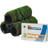 Superfish Shrimp Home Met Levend Mos S - Compacte Keramische Garnalen Schuilplaats