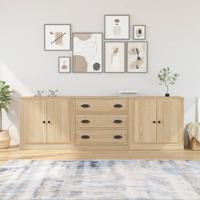 Dressoirs 3 st bewerkt hout sonoma eiken