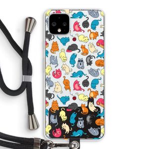 Kleurrijke katten: Pixel 4 XL Transparant Hoesje met koord