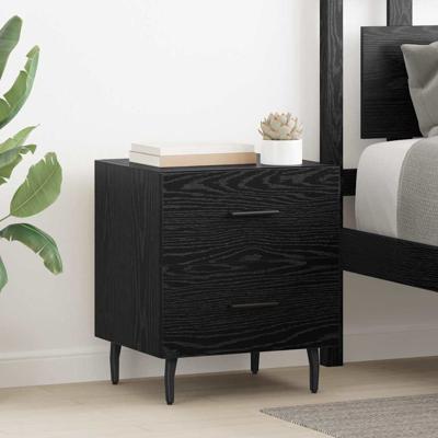Nachtkastje 2 pcs Zwart eiken 40 x 35 x 47,5 cm Bewerkt hout