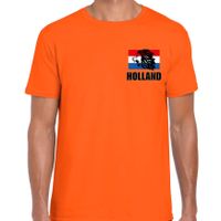 Oranje shirt met brullende leeuw embleem op borst heren - Holland supporter shirt EK/ WK