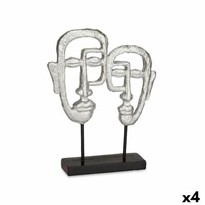 Decoratieve figuren Gezicht Zilverkleurig 27 x 32,5 x 10,5 cm (4 Stuks)
