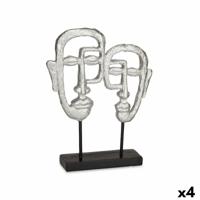 Decoratieve figuren Gezicht Zilverkleurig 27 x 32,5 x 10,5 cm (4 Stuks)