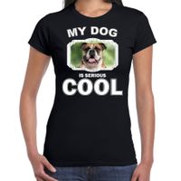 Honden liefhebber shirt Britse bulldog my dog is serious cool zwart voor dames 2XL  -