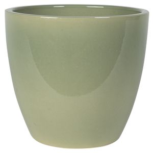 Plantenpot/bloempot in een strakke Scandinavische look mosgroen Dia 24 cm en Hoogte 22 cm