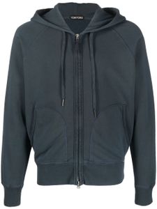 TOM FORD hoodie zippé en coton - Bleu