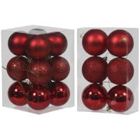 Kerstversiering set kerstballen rood 6 - 8 cm - pakket van 54x stuks - Kerstbal - thumbnail