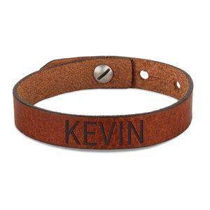 Leren armband voor heren graveren - Bruin