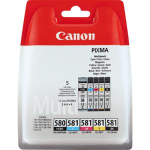 Canon Inktcartridge PGI-580, CLI-581 PBKBKCMY Origineel Combipack Zwart, Foto zwart, Cyaan, Magenta, Geel 2078C005