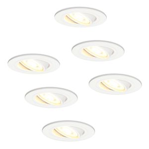 HOFTRONIC™ Set van 6 Pittsburg LED Inbouwspots wit - GU10 2700K Warm wit - 5W 400lm - Dimbaar & Kantelbaar