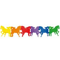 Regenboog verjaardagsslinger paarden 3 meter   -