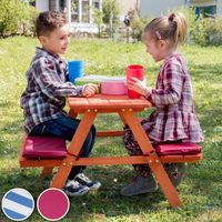 tectake - Kinderpicknicktafel met kussens blauw/wit - 403244 - thumbnail