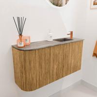 Toiletmeubel Mondiaz Joya Dlux | 81.6 cm | Meubelkleur Oak | Faye wastafel Oza Wasbak Rechts | 1 kraangat