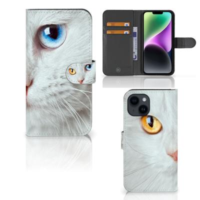 iPhone 15 | Telefoonhoesje | Met pasjeshouder | Witte Kat