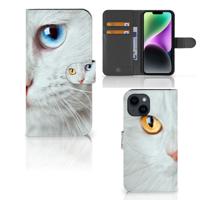 iPhone 15 | Telefoonhoesje | Met pasjeshouder | Witte Kat