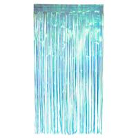 Folie deurgordijn/feestgordijn - lichtblauw - 100 x 200 cm - Versiering/feestartikelen