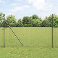 VidaXL Hek met paal grijs 1,6 x 10 m staal en pvc