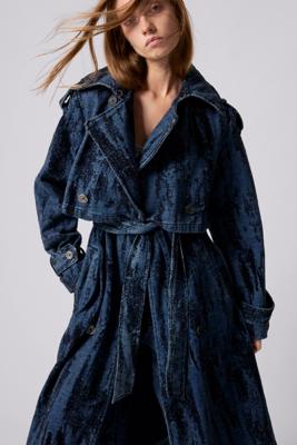 Verlopen denim trenchcoat - BLUE - XL