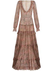 ETRO robe en soie à fleurs - Marron